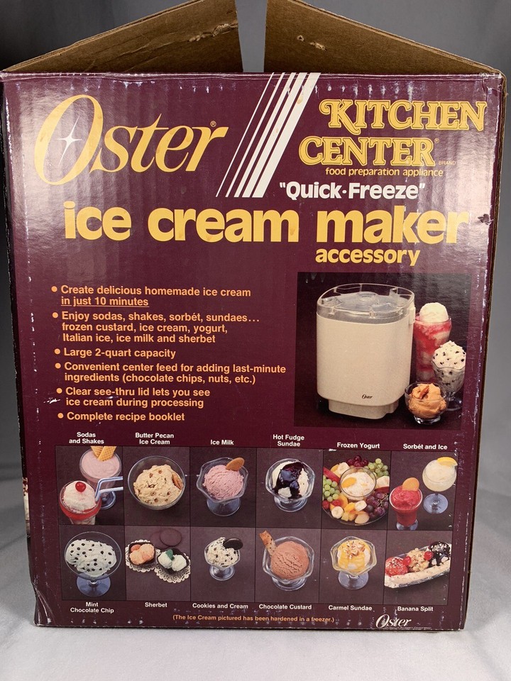 Vintage Oster Kitchen Center Quick Freeze Ice Cream Maker Attachment