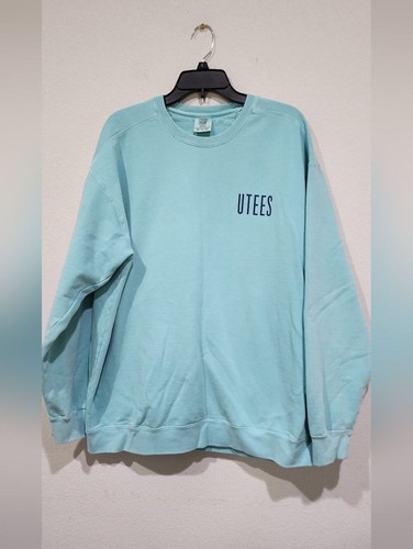UTEES Cleveland University Tees Crewneck Sweater in Light Aqua Size XL