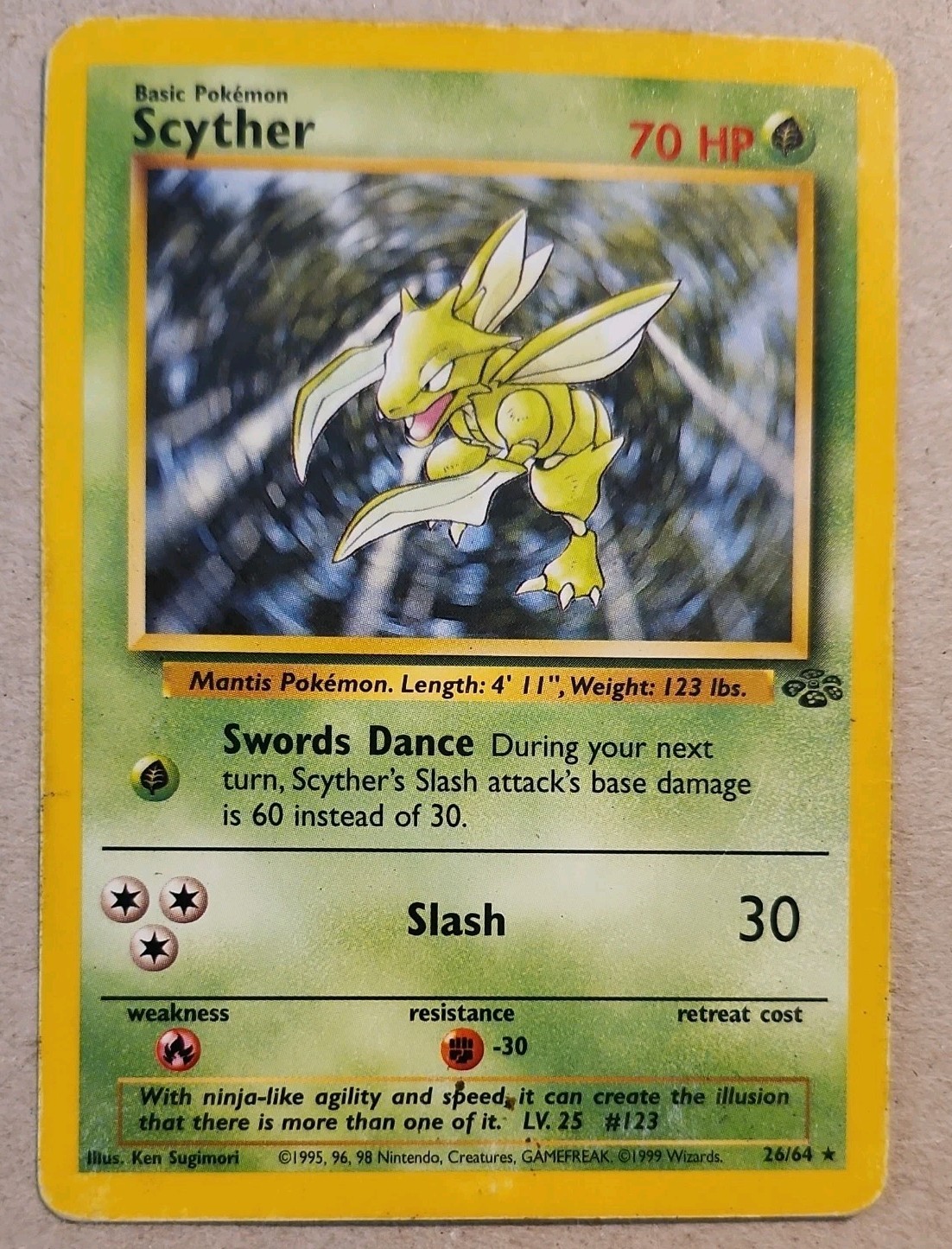Pokemon Scyther 26/64 Jungle Non Holo-MP- See Pictures