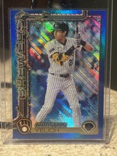2025 Topps Holiday Blue Metallic Glitter Christian Yelich #H25 Brewers MLB