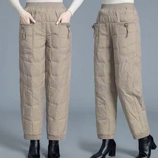 Pantaloni Termici Imbottiti A Pieghe Con Vita Elastica Retro Etnici Per Donna