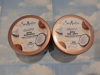LOT (2) SHEA MOISTURE DAILY HYDRATION SHEA SUGAR SCRUB 100% VIRGIN COCONUT OIL