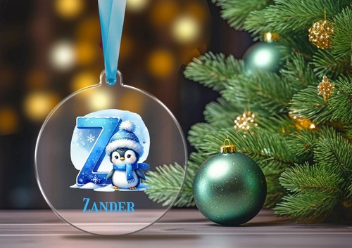 PERSONALIZADO PINGÜINO AZUL INICIAL ACRÍLICO CHUCHERÍA DE NAVIDAD ÁRBOL DECORACIÓN ETIQUETA DE REGALO - Imagen 54 de 55