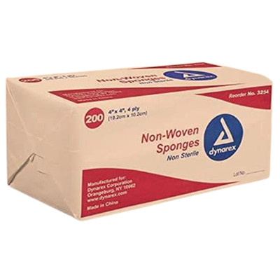 Dynarex Non-Woven Sponge Non-Sterile 200/Box Less Linting Than Standard Gauze
