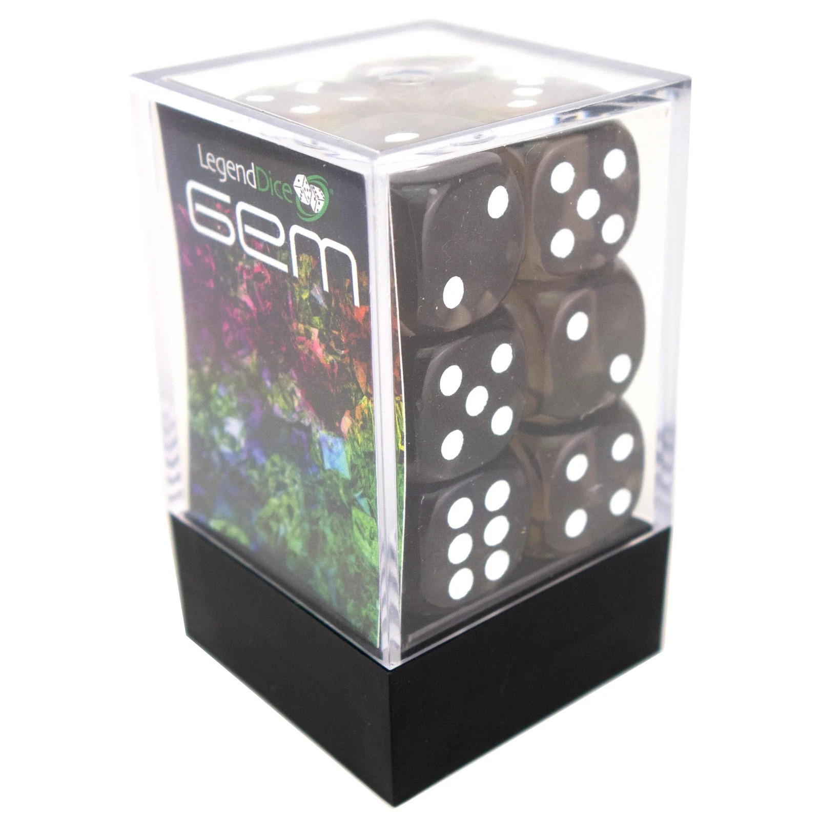 Spot Dice Gem Black Set - 16mm D6 Set (x12) - Legend Dice