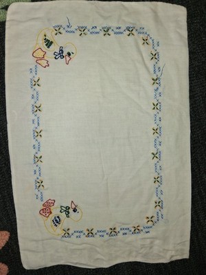 Duck embroidered pillowcase vintage perfect for a nursery pillow