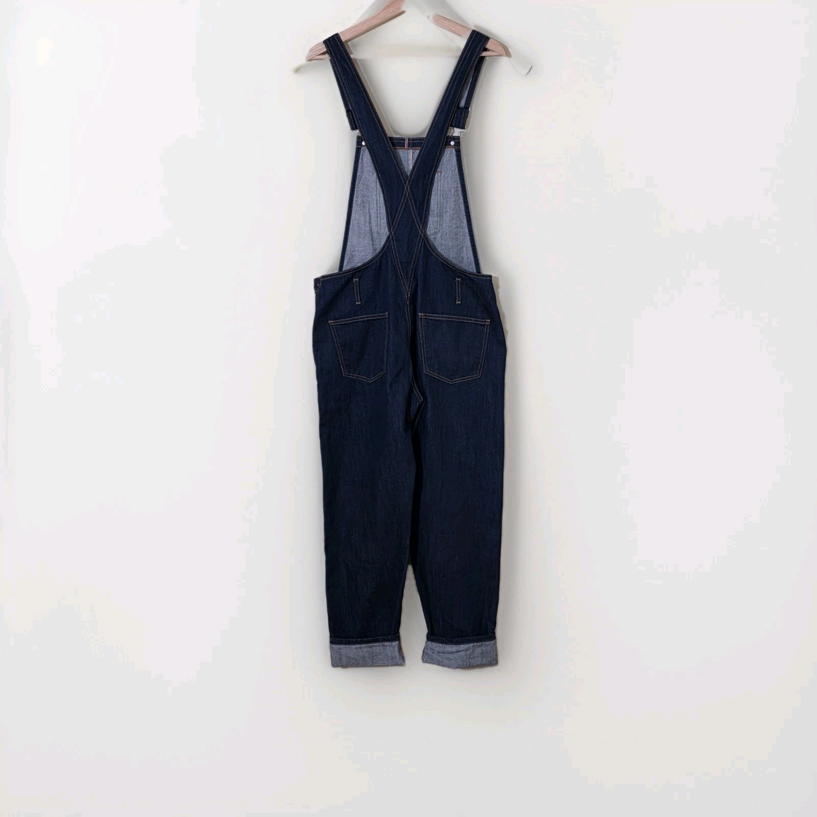 Topshop Moto Selvedge Denim Overalls Womens US 8 Navy Rigid Italy Preppy Grunge image 2