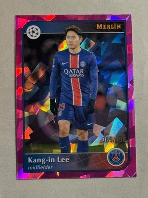 2024-25 Topps Merlin UCC Pink Atomic Kang-In Lee /199 #161 Paris Saint-Germain