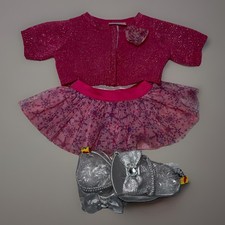 Build A Bear Pink Snowflake Sweater Set Winter Silver Heels Bow Christmas Vintag