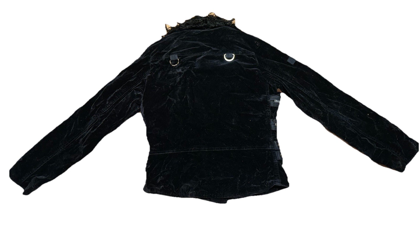 Tripp NYC Moto Jacket Black Velvet VTG Y2K Steampunk Goth Streetwear Size M RARE image 6