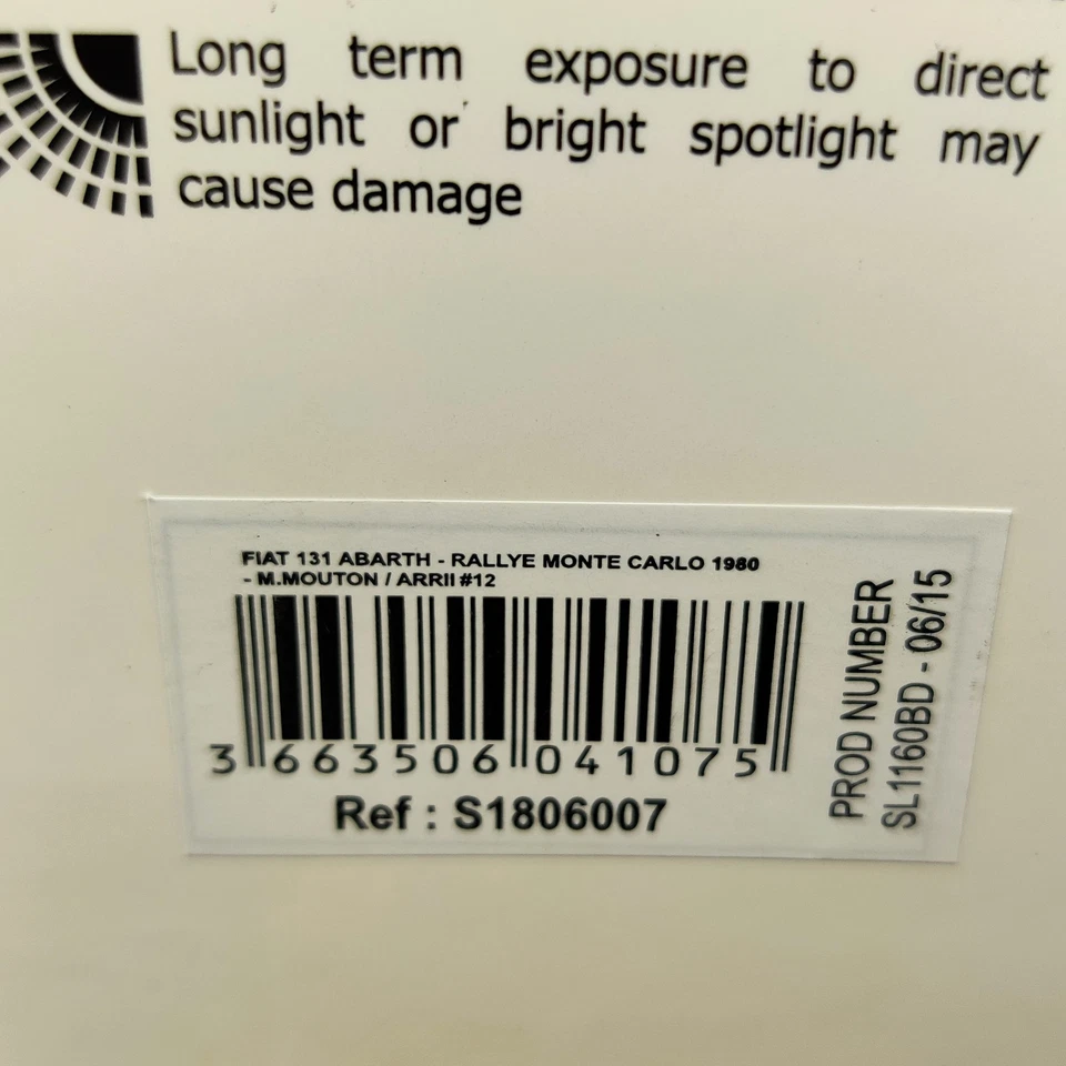 SOLIDO FIAT 131 ABARTH RALLYE MONTE CARLO 1980 MOUTON/ARRI #12 1:18 NEUF BOITE - Photo 4/4