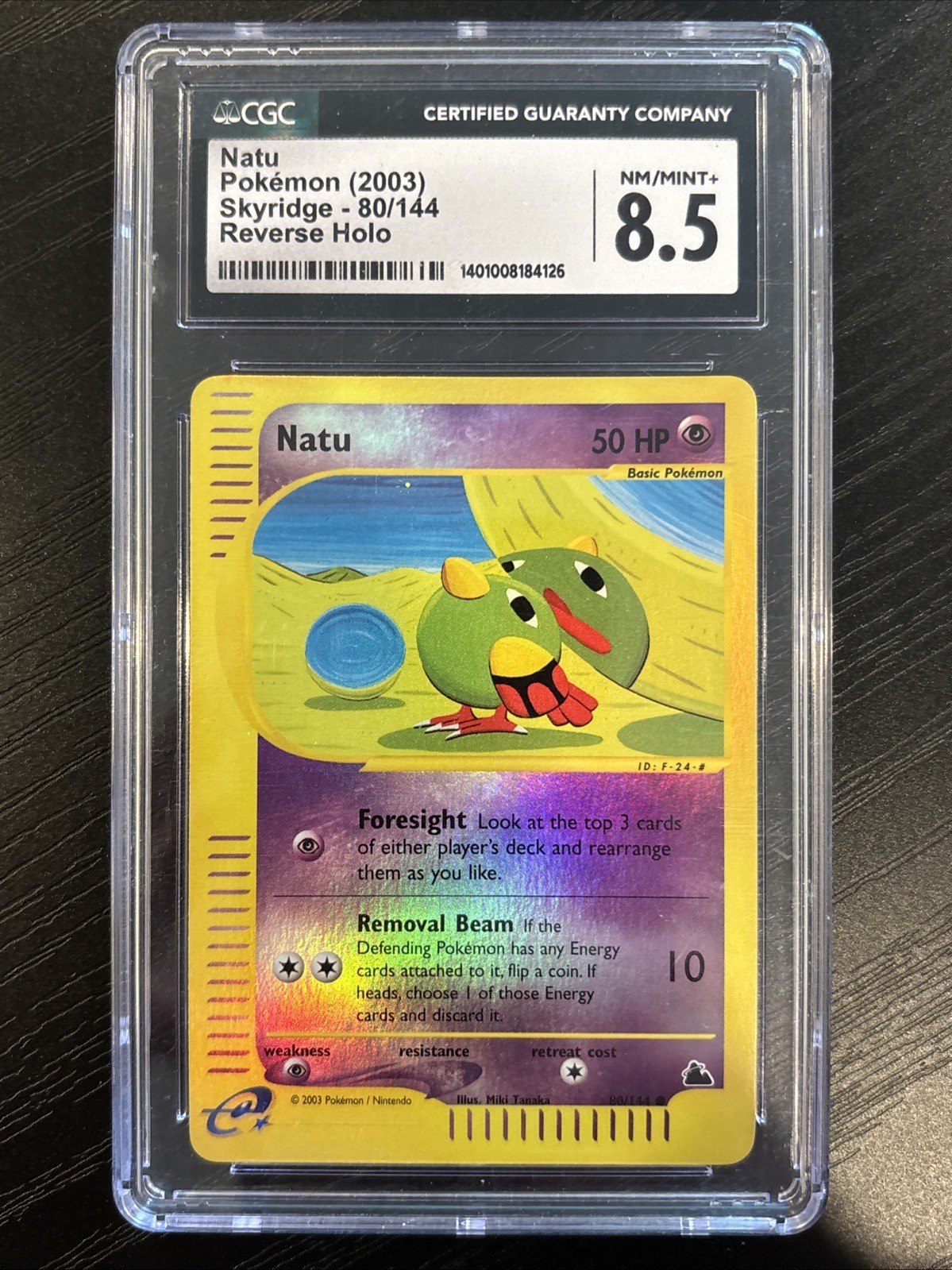 Pokemon Natu 80/144 Skyridge Reverse Holofoil 2003 E-Reader Foil CGC 8.5 NM/MT+
