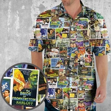 Vintage Horror Movies Hawaiian Shirt, Summer Shirt, Unisex Adult, S-5XL
