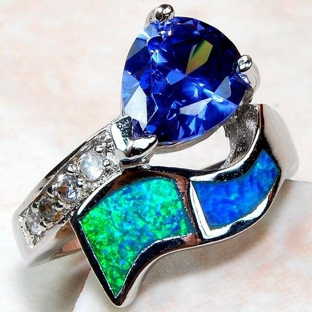 Australian Opal Inlay 925 Genuine Sterling Silver Ring Sz 7 GA4-3