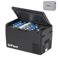 27 Quart Car Refrigerator & Cover 50 Hours Backup Cooling  12 volt Fridge Travel