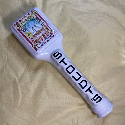 Stoudt's Karnival Kolsch Style Beer Paddle Ceramic Tap Paper Label 10 in White