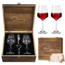 AW BRIDAL Mr and Mrs Wine Glasses Wedding Gifts for Couples Large,
