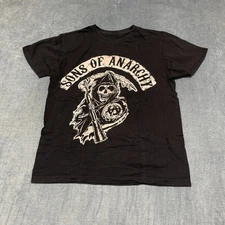 Sons Of Anarchy T-Shirt Mens Medium Black Samcro Reaper Graphic Logo Cotton