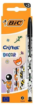 3086124140850 Długopis Cristal Kawaii 1mm czarny 3szt BIC BIC