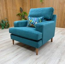 Furniture Village The Lounge Co. 'Romilly' Armchair Teal Velvet RRP £900 NEW
