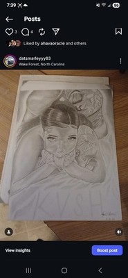Celebrity Self Portraits for Women. Graphite Pencil Drawing. Signed by Artist