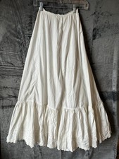 Antique Victorian Edwardian Petticoat Eyelet Trim, Gathered Waist With Button