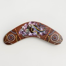Australia Boomerang Hand Painted Signed Wood 8  Hand Crafted Kangaroo