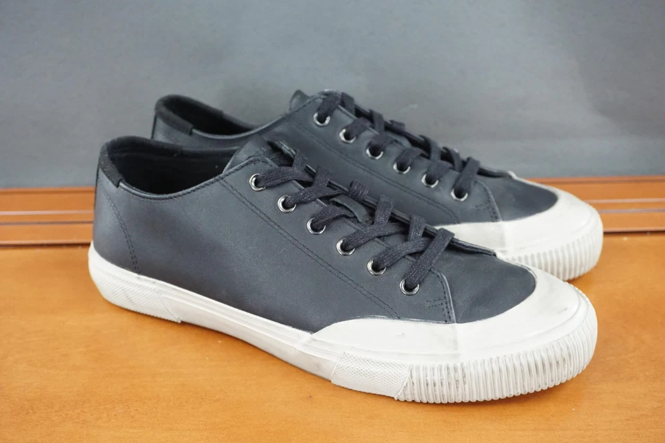 AllSaints Dumont Shoes Mens Size 11 US Black Leather Low Top Sneakers Rubber Toe - Image 3 of 4