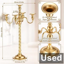 Tanlade 6 Pack, 21", 5 Arm Taper Candlestick Floral Flower Floor Stand, Gold