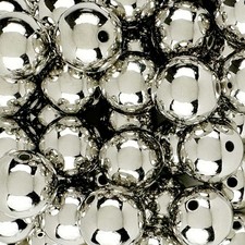 50 Round Silver Acrylic Beads 20mm Diameter with 2.6mm Hole