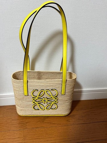 LOEWE Basket Bag Yellow Square Mini Used Item Good Condition Item From Japan F/S