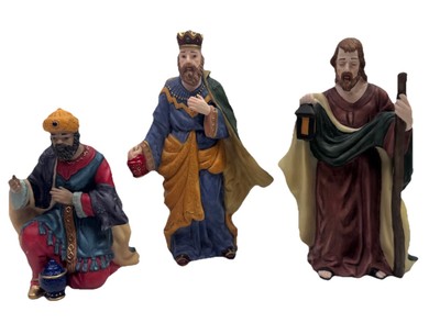 3 Wise Men 3 Kings Ceramic Nativity Figurines Hand Crafted Vtg Holiday READ