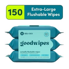 Flushable Butt Wipes, Shea-Coco Scented, 3 Pack, 150 Total Wipes
