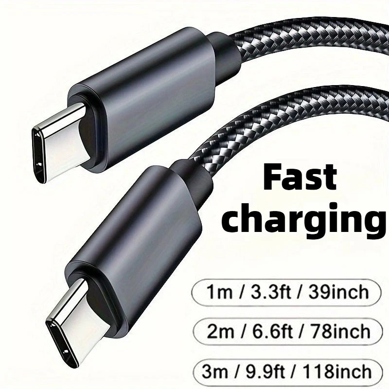 PD 60W USB C to Type C Charging Data Cable Fast Charger For iPhone 17 16 Samsung