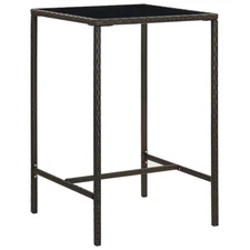 Bar Table Brown PE rattan, tempered glass, powder-coated steel