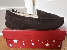 Dream Pairs Men's Brown Suede Moccasin Slippers Faux Fur Lined US 9