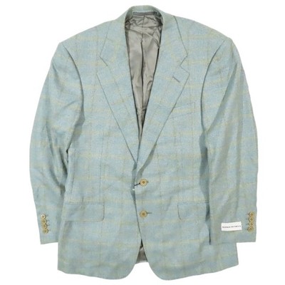 Alfred Dunhill Plaid Tailored Jacket 2B Blazer Full-Cut Wool 