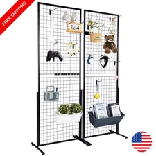 Double-Sided Gridwall Display Racks Panels with Hooks for Retail Art Craft Shows