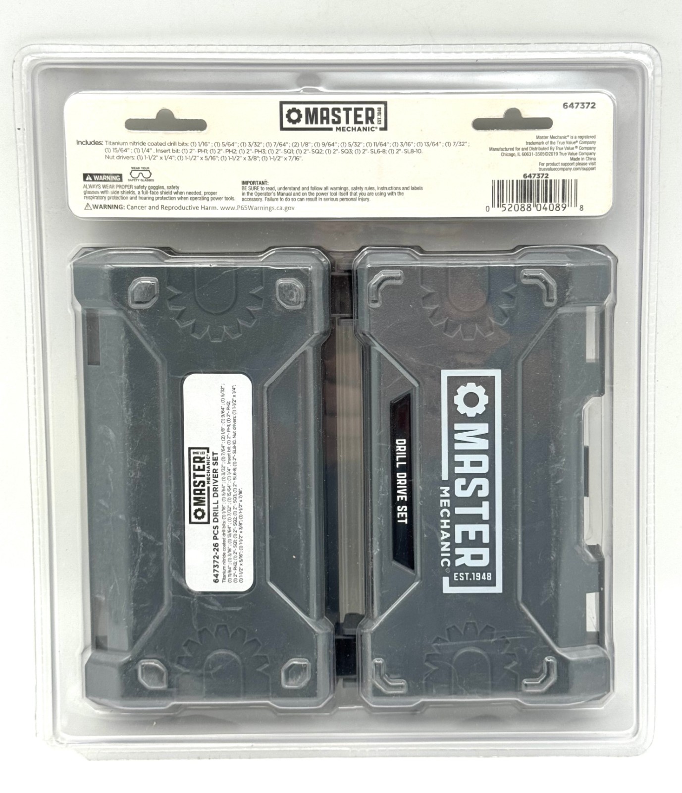 NEW Master Mechanic 26 Piece Drill Driver Set 647372 in Plastic Case ~Fr.Sh.