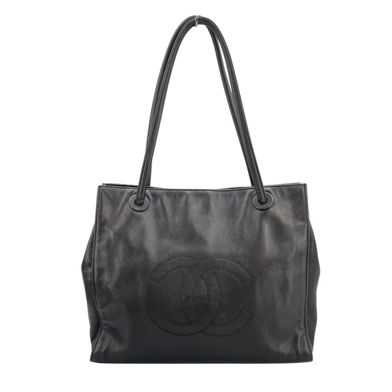 CHANEL Coco Mark Black Lambskin Leather Bag #2961