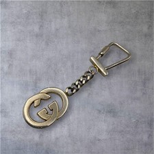 Gucci Vintage GG Logo Keychain Silver Y2K Men's Designer Key Ring Charm