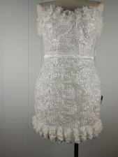 New Lulus White Sequin Embroidered Bodycon Strapless Party/Wedding Dress XL