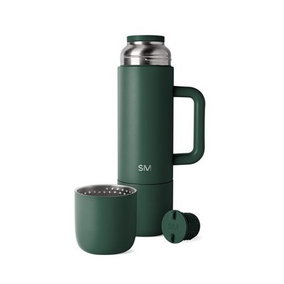 36oz Insulated Hot Beverage Bottle with 2 Mugs | Travel Coffee Thermos for Ho...