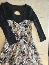 Material Girl Women Size S Black And White Floral Lace Print Multicolor Dress