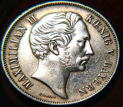 4663) Königreich Bayern Maximilian 1 Gulden 1864 in f. VZ / AU - Bild 1 von 4