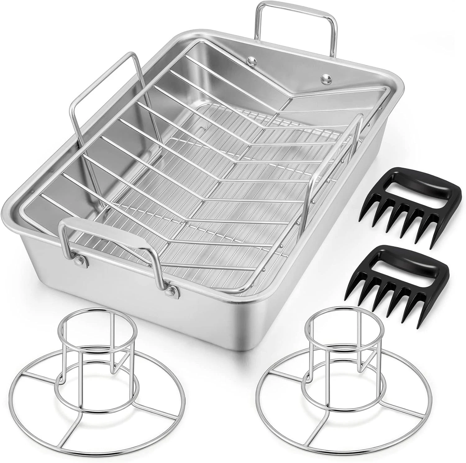 16" Roasting Pan W/ Rack 7 PCS Stainless Steel Turkey Roaster Lasagna Pan W/
Opens in a new window o