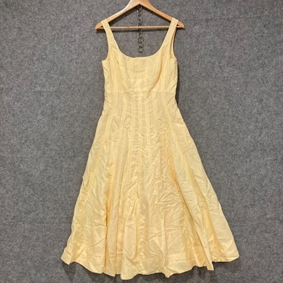 Portmans Dress Womens Size 10 Yellow Linen Blend A-Line Pockets Sleeveless 38608
