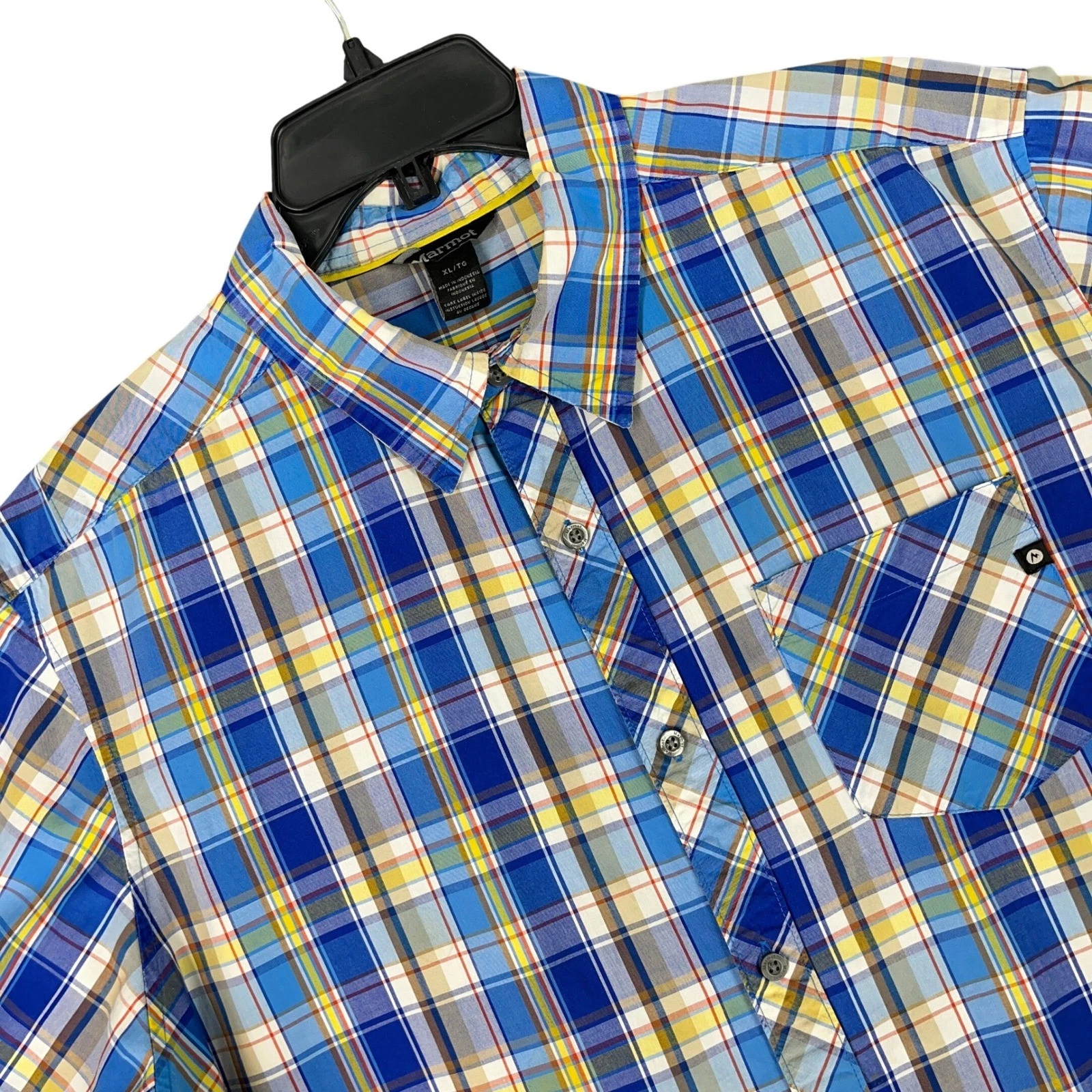 Marmot Plaid Organic Cotton Button Down Shirt Hiking Outdoor Mens XL