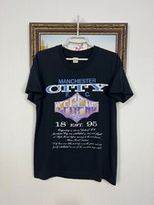 Vintage 80's Manchester City Football Shirt Soccer Over Print Jersey Mens Sz M