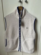 Drake’s Boucle Wool Zip Fleece Gilet Medium Ecru Brand New